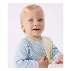 Petit Bateau - Color Block Striped Milleraies Organic Cotton Pajamas | Green