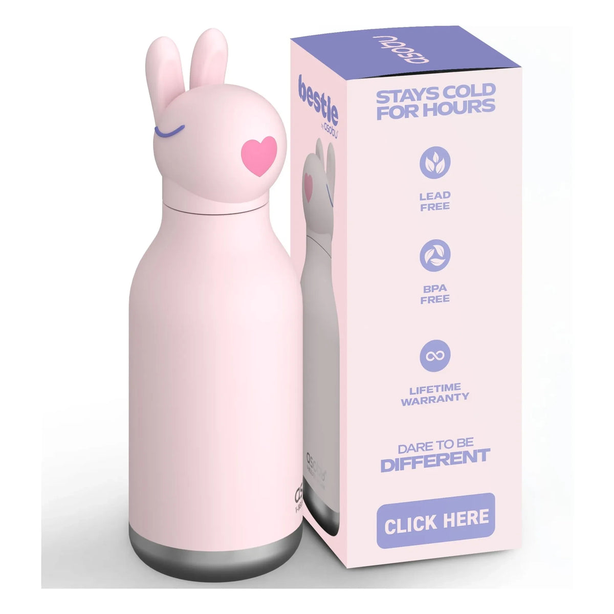 Asobu - Stainless Steel Bottle Rabbit | Light Pink