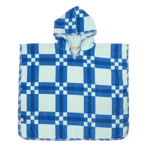 Jera Mini - Square Patterned Towel Poncho | Blue