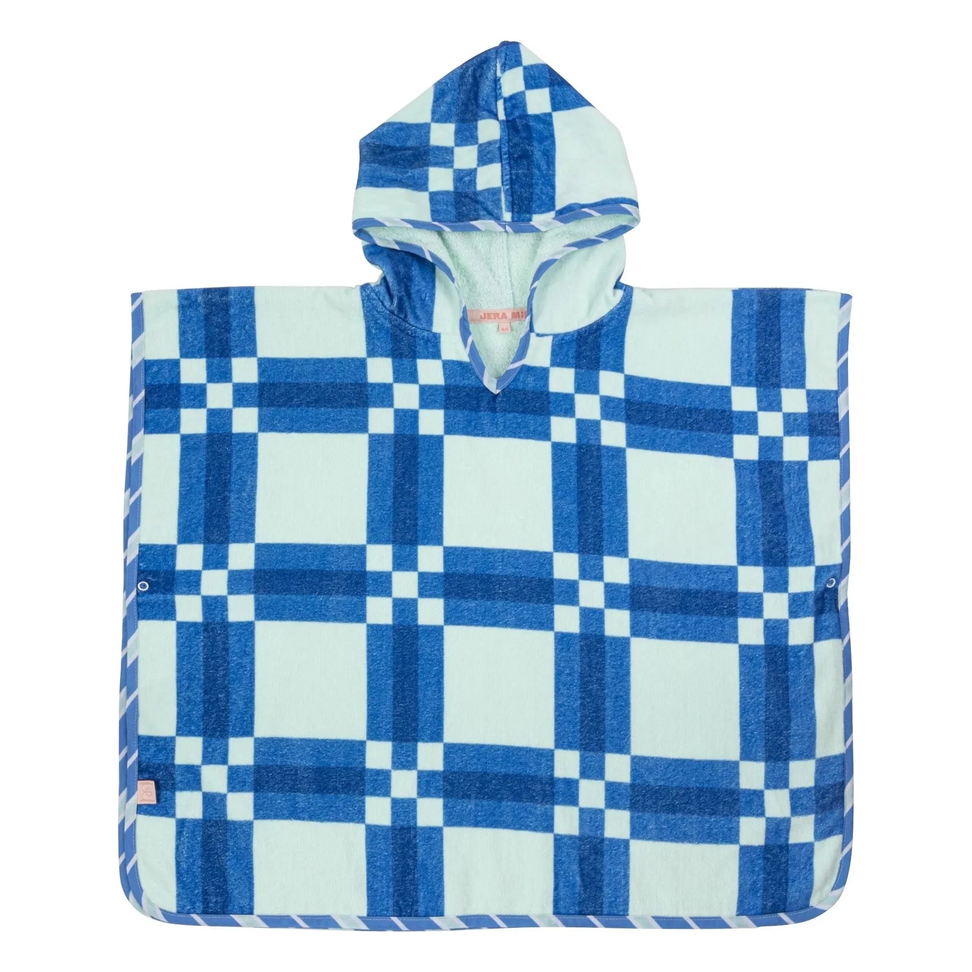 Jera Mini - Square Patterned Towel Poncho | Blue