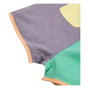 Bobo Choses - Color block recycled fiber romper shorts | Lavender