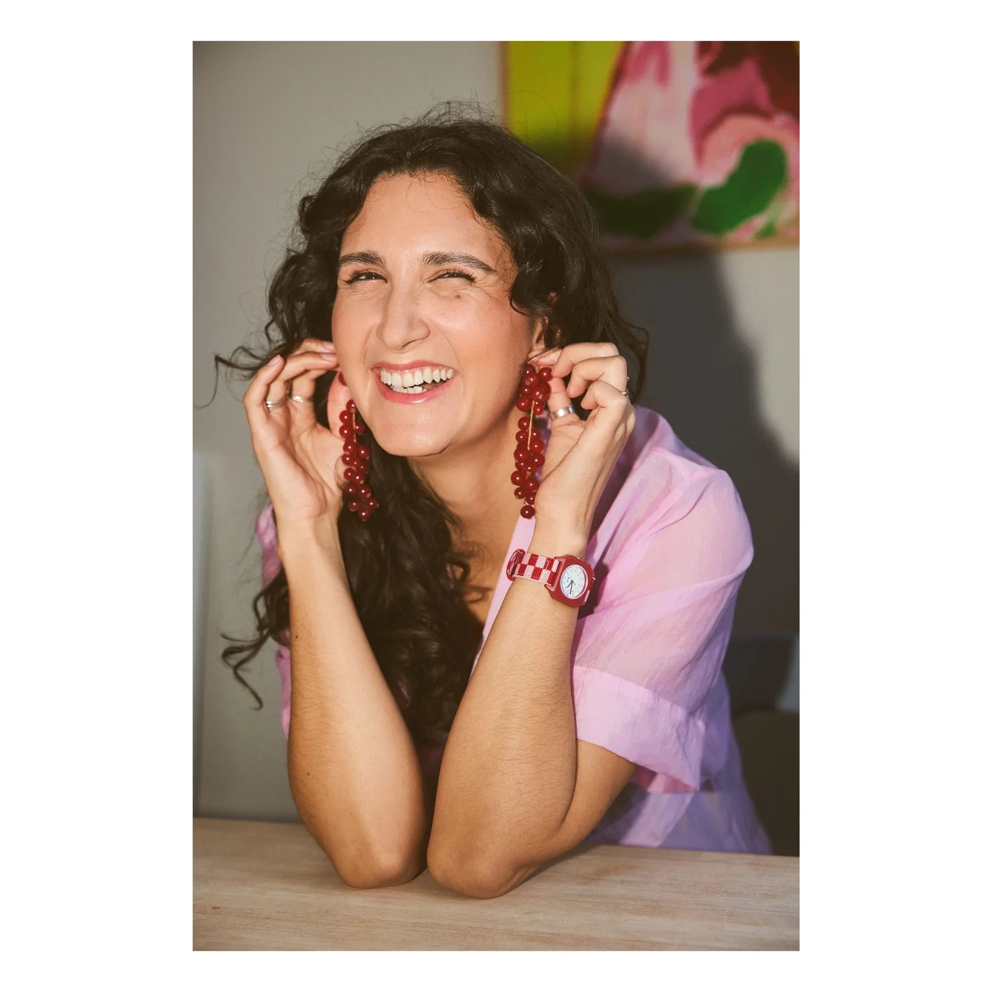 Mini Kyomo - Damier Raspberry Ice Cream Watch | Pink