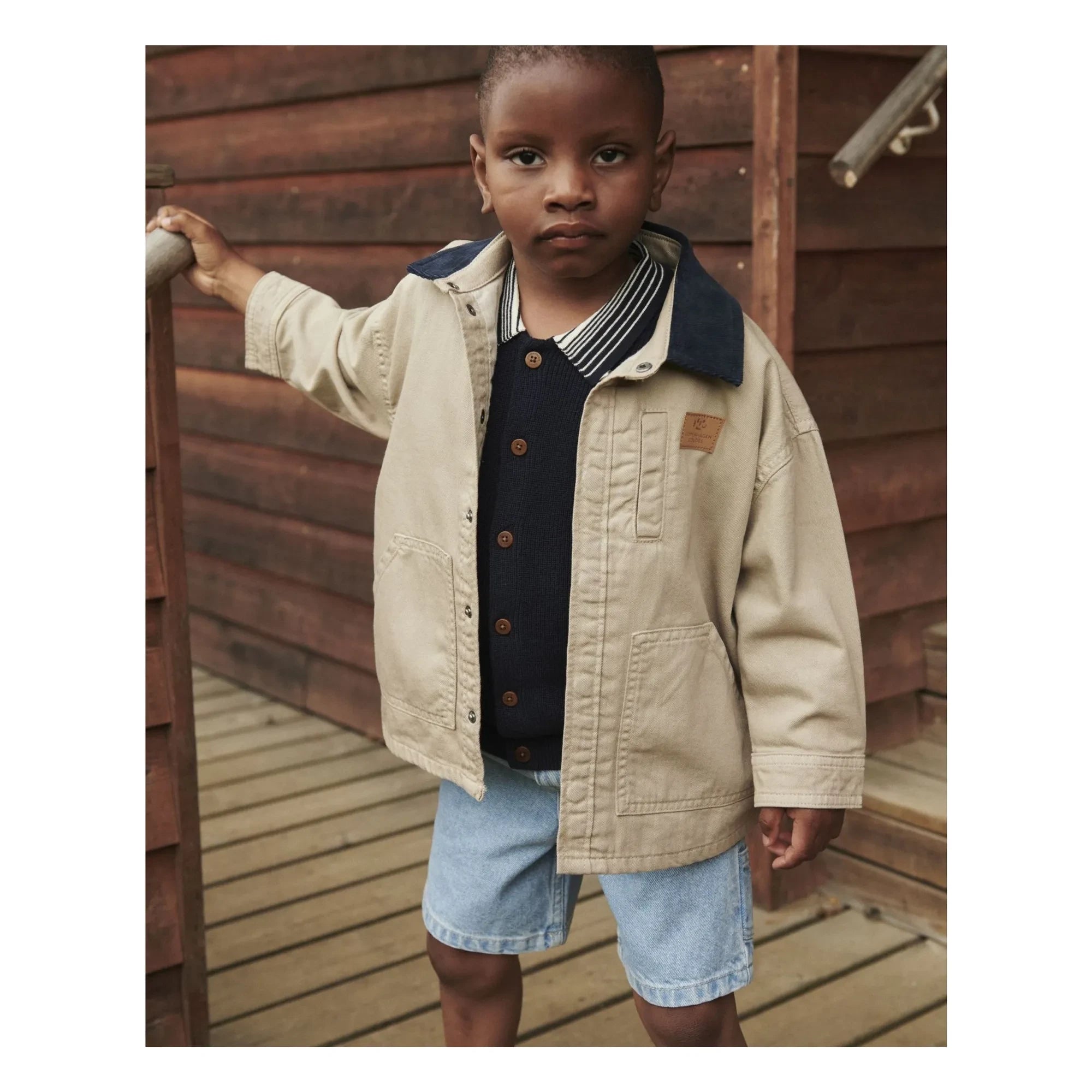 Copenhagen Colors - Organic Cotton Collar Jacket with Velvet Texture | Beige