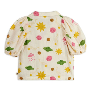 Mini Rodini - Espace Blues Organic Cotton Gazlı Beige | Ecru