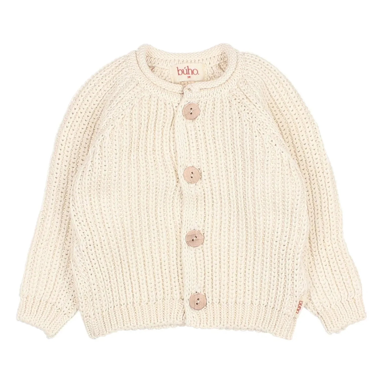 Búho - Côtes Perlées Organic Cotton Cardigan | Ecru