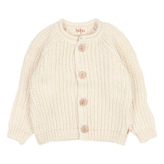 Búho - Côtes Perlées Organic Cotton Cardigan | Ecru