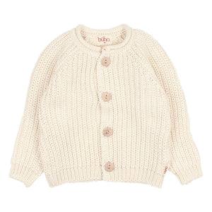 Búho - Côtes Perlées Organic Cotton Cardigan | Ecru