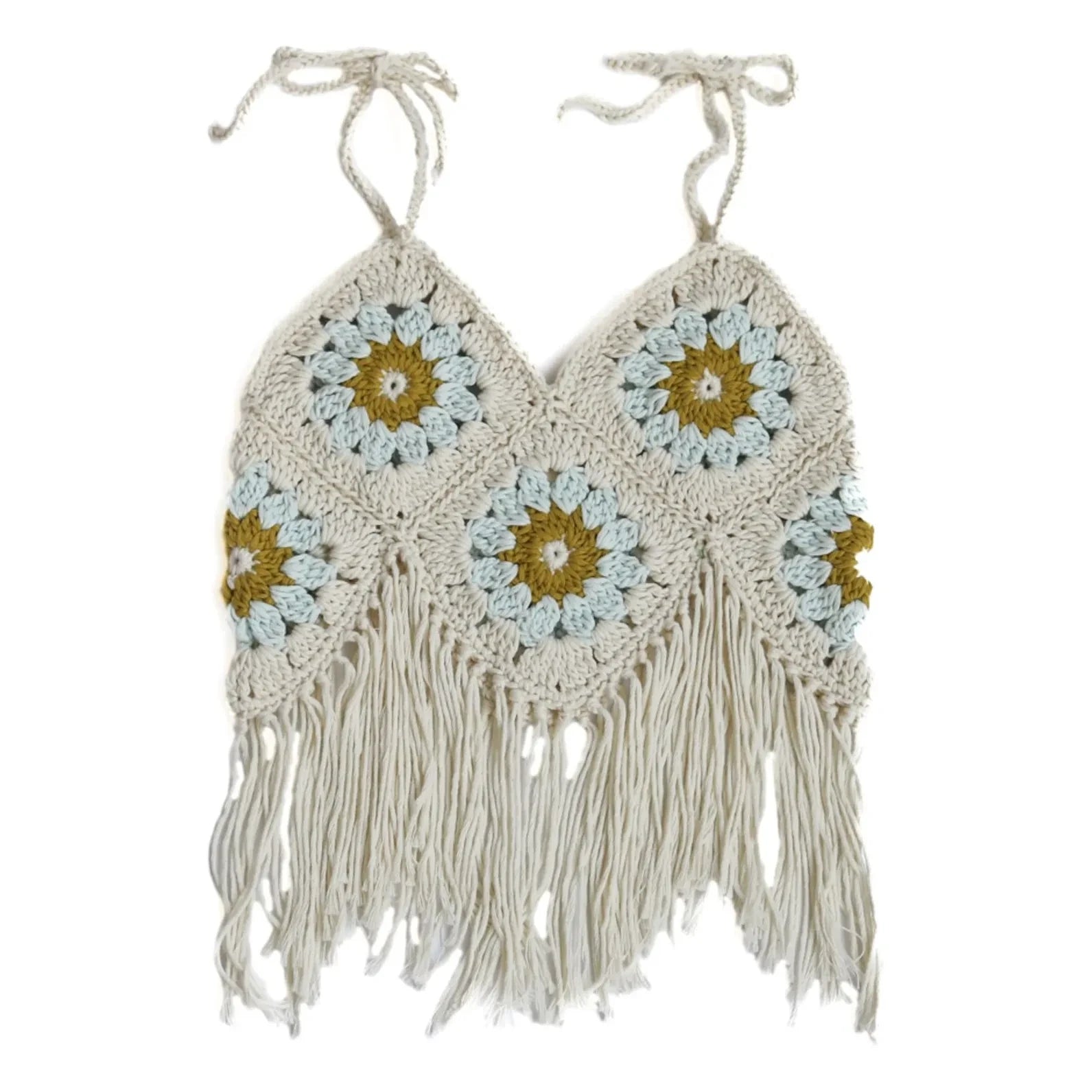 Kalinka - Atacama Crochet Fringed Top | Ecru