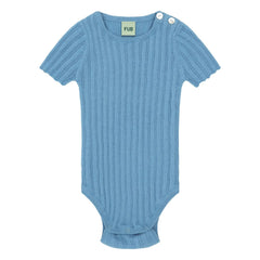 FUB - Organic Cotton Fine Knit Ribbed Bodysuit | Azure Blue