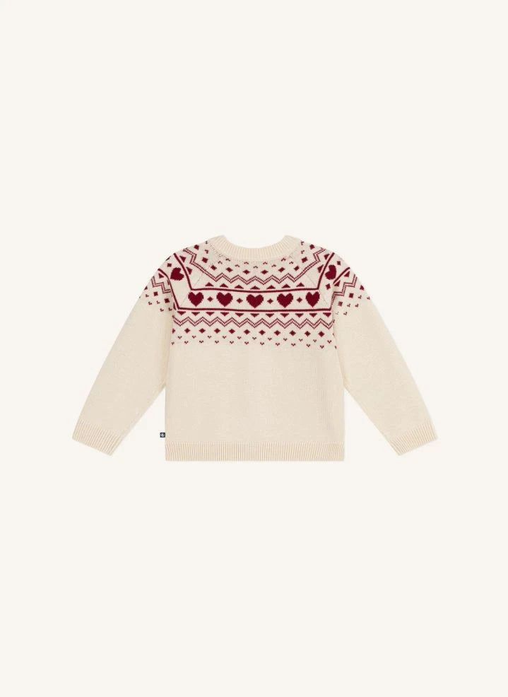 Petit Bateau - Kalp Yün Yelek | Ecru