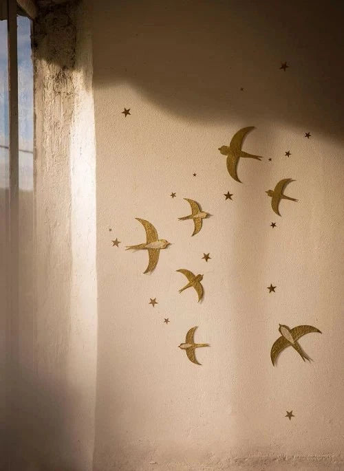 Muskhane - Swallow Wall Decor - Set of 10 | Gold