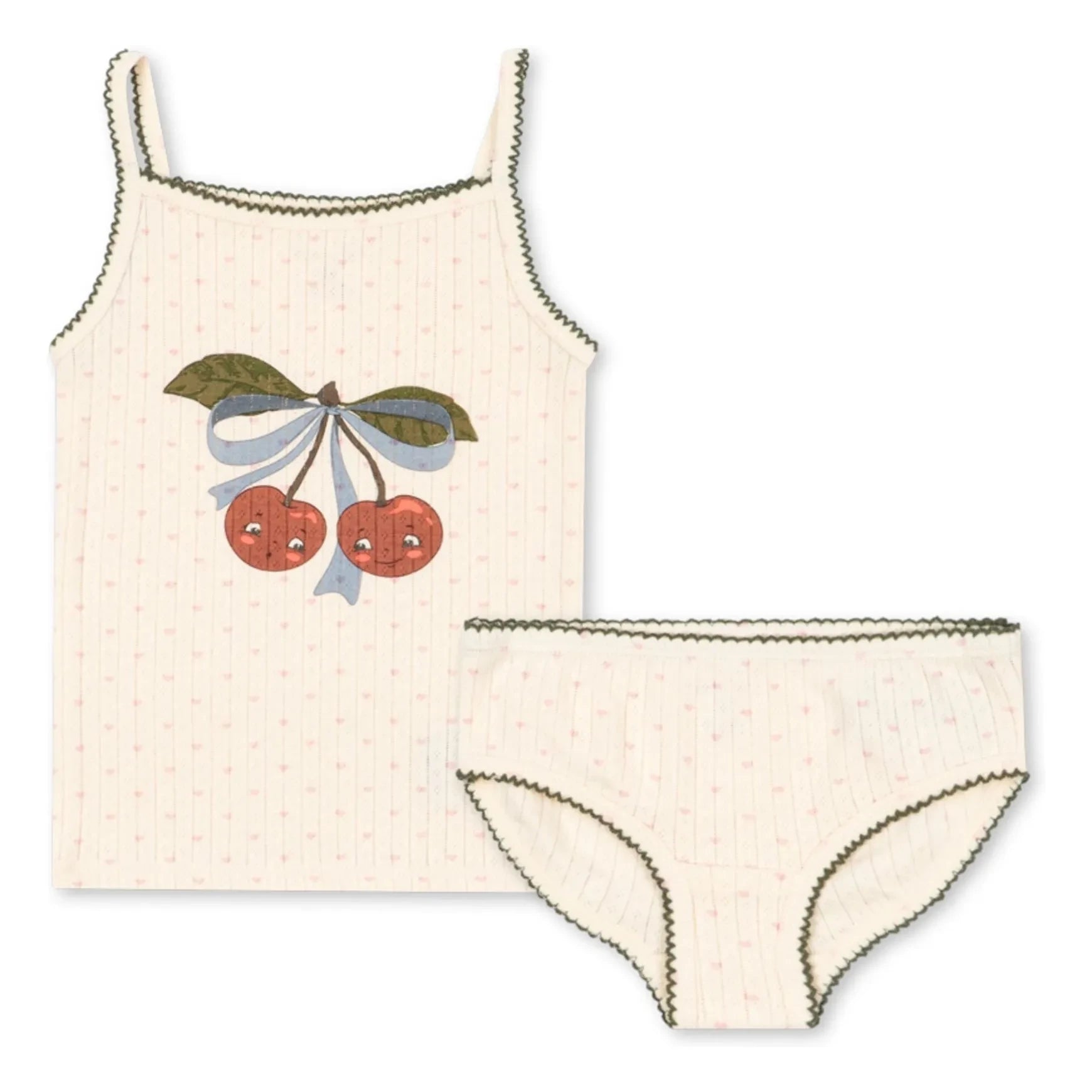 Konges Sløjd - Minnie Cherries Organic Cotton Tank Top and Underwear Set | Ecru
