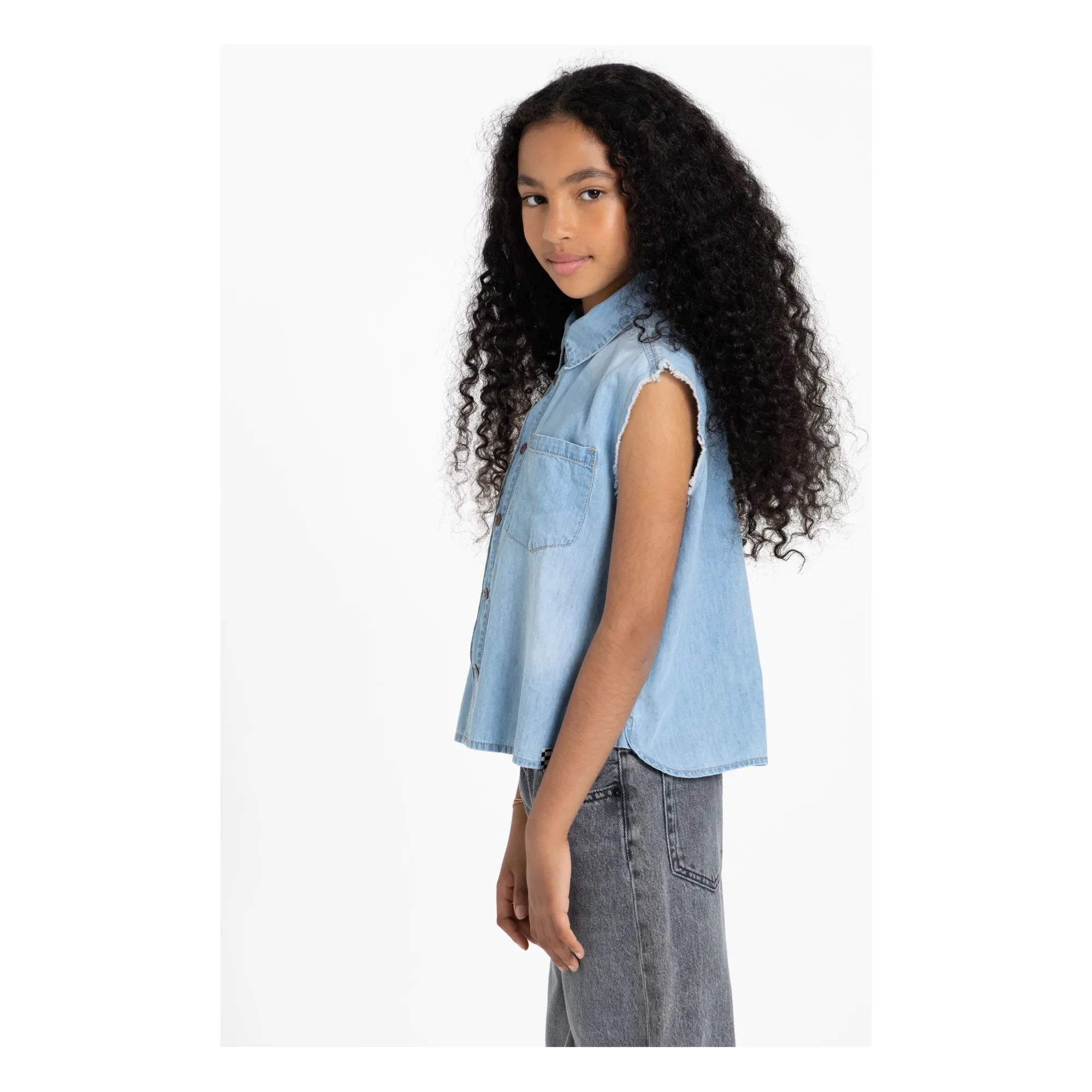 Finger in the Nose - Ella Sleeveless Denim Shirt | Gray