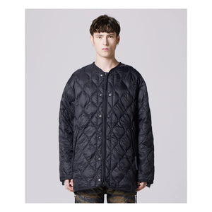 Taion - Unisex Long Military Quilted Coat | Black