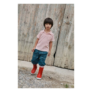 Emile et Ida - Striped organic cotton polo shirt | Red