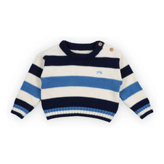 the new society - Celosia Striped Baby Sweater | Blue