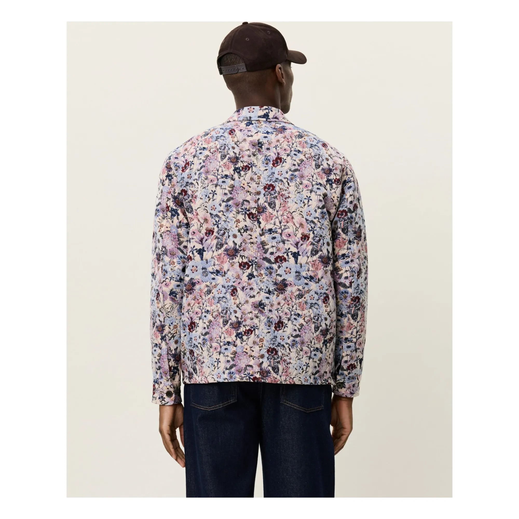 Les Deux - Hugh Jacquard Cotton Floral Overshirt | Rose Ivory
