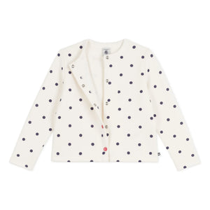 Petit Bateau - Cotton Fleece Polka Dot Cardigan | Ecru