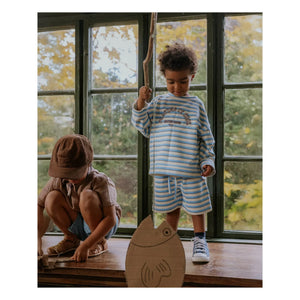 Fliink - Alvin Striped Organic Cotton Shorts | Light Blue