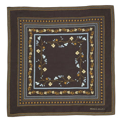 Skall Studio - Floral Pattern Square Scarf | Dark Brown
