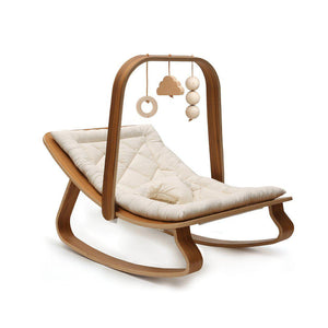 Charlie Crane LEVO Baby Rocker - Walnut + Organic White-Rockers-With Toy Arch- | Natural Baby Shower