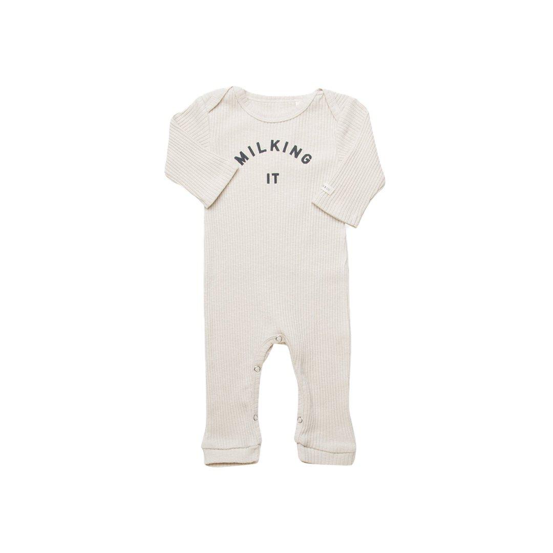 Claude & Co "Milking It" Onesie - Oat-Rompers-Oat-Newborn | Natural Baby Shower