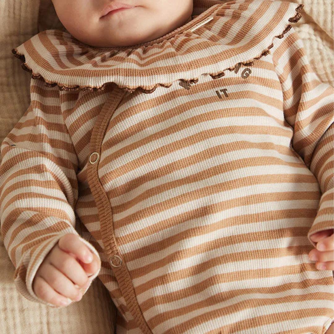 Claude & Co Trevi Clay Stripe Wrap Bodysuit - Clay-Bodysuits-Clay-0-3m | Natural Baby Shower