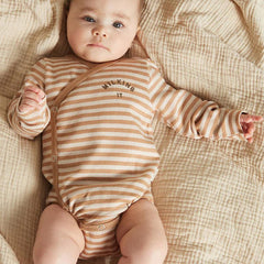Claude & Co Trevi Clay Stripe Wrap Bodysuit - Clay-Bodysuits-Clay-0-3m | Natural Baby Shower