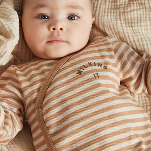 Claude & Co Trevi Clay Stripe Wrap Bodysuit - Clay-Bodysuits-Clay-0-3m | Natural Baby Shower