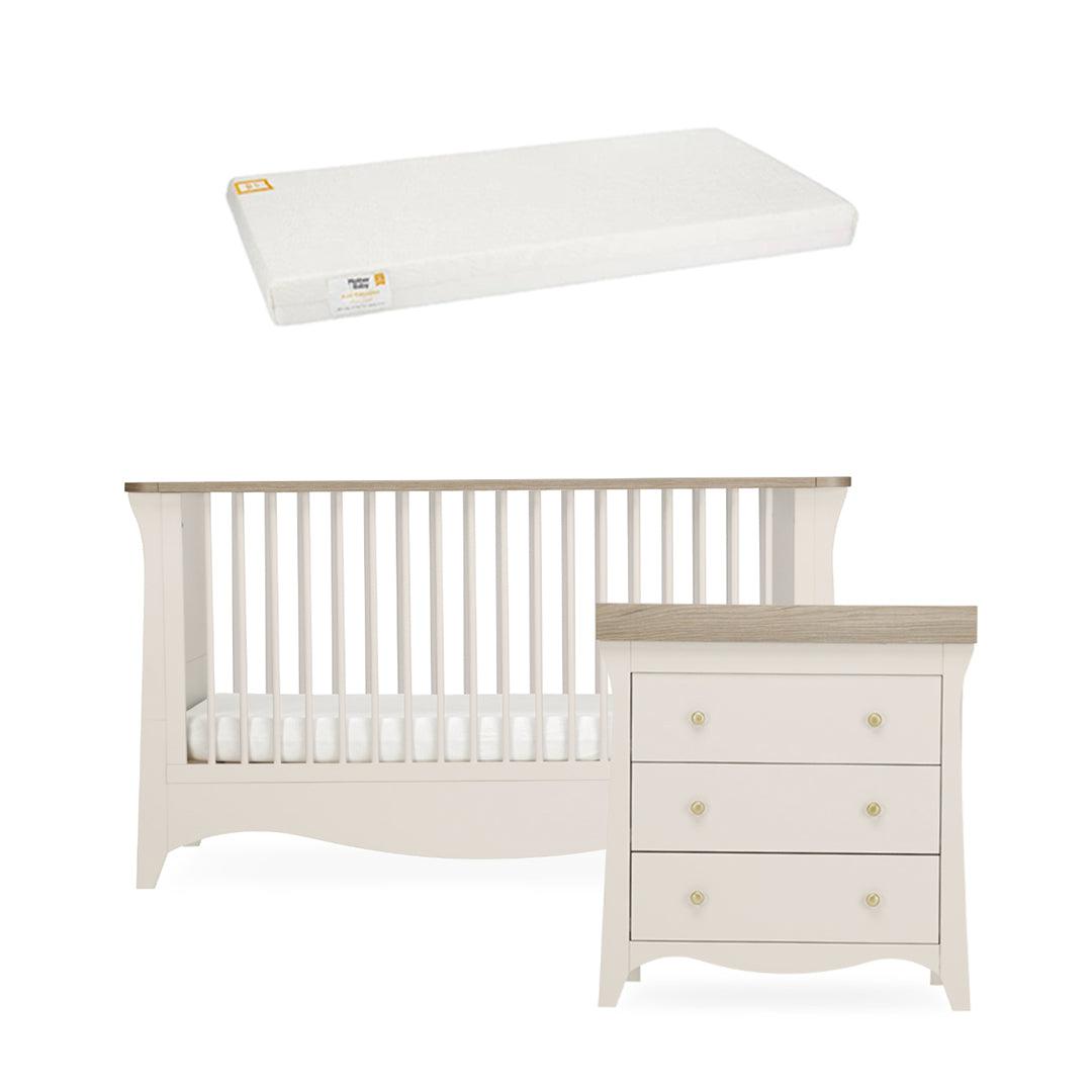 CuddleCo Clara 2 Piece Set 3-Drawer Dresser + Cot Bed - Cashmere-Nursery Sets-Cashmere-First Gold Anti Allergy Foam Cot Bed Mattress | Natural Baby Shower