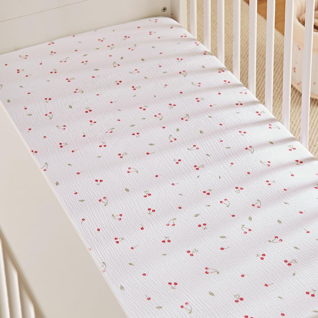 CuddleCo 4pc Cot Bed Bedding Set - Ditsy Cherry-Bedding Sets-Ditsy Cherry-Cot Bed | Natural Baby Shower