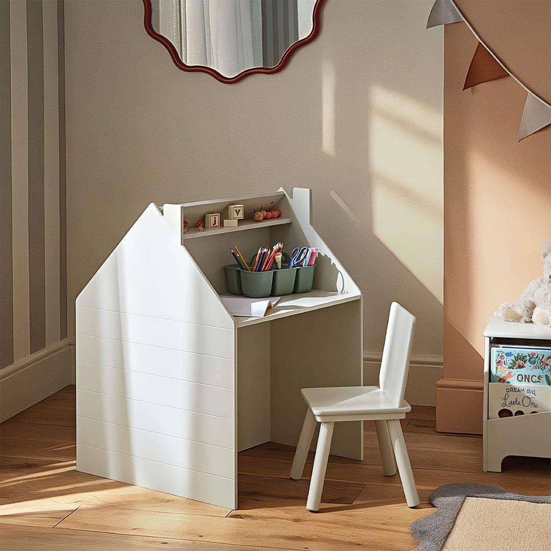 CuddleCo Storage Desk + Easel & Chair - Pebble-Tables + Seating-Pebble- | Natural Baby Shower