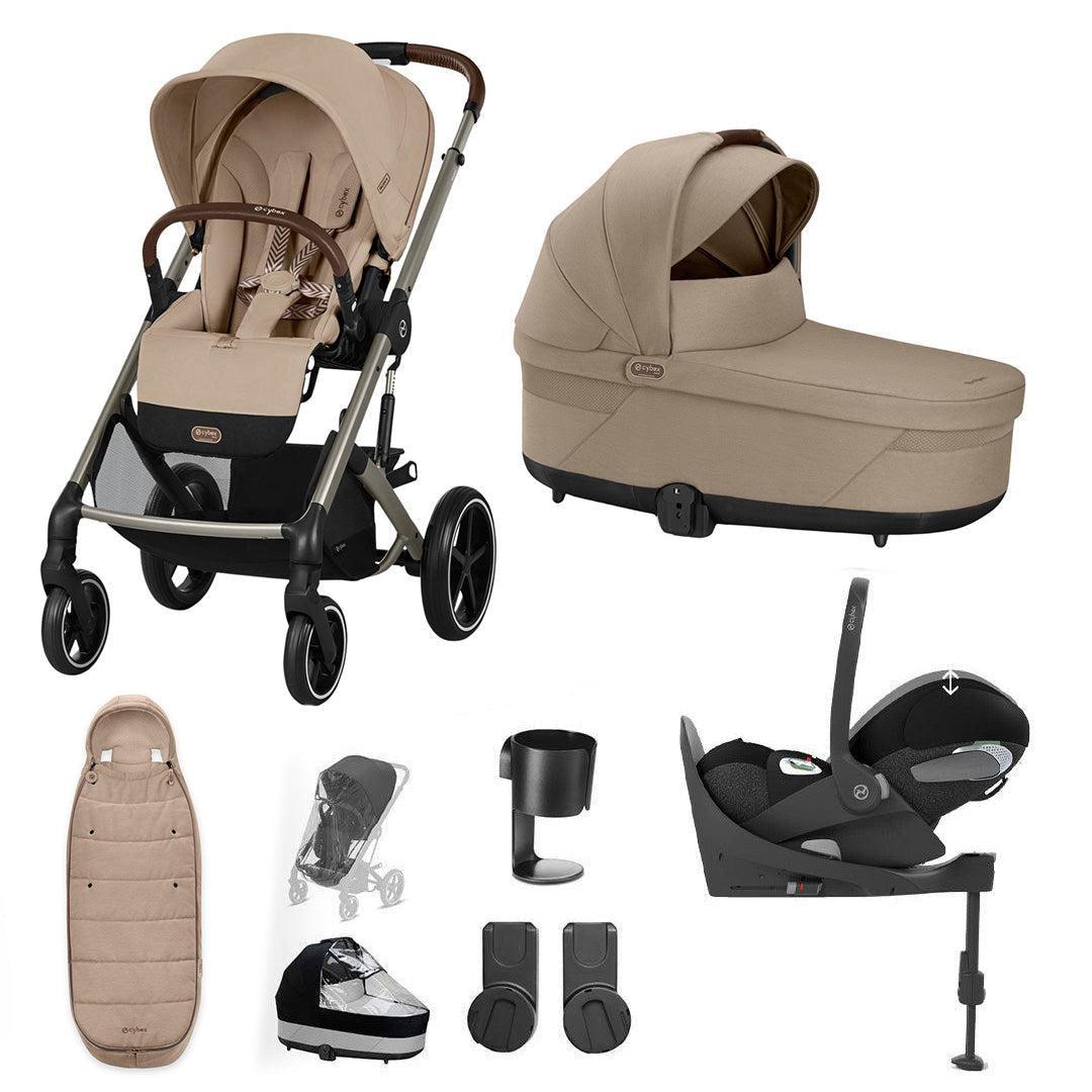 CYBEX Balios S Lux + Cloud T Travel System-Travel Systems-Almond Beige-With Base | Natural Baby Shower