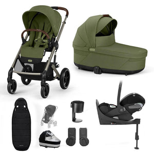 CYBEX Balios S Lux + Cloud T Travel System-Travel Systems-Moss Green-With Base | Natural Baby Shower