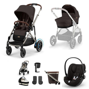 CYBEX e-Gazelle S + Cloud G Travel System-Travel Systems-Almond Beige-No Base | Natural Baby Shower