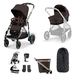 CYBEX e-Gazelle S Essential Pushchair Bundle-Stroller Bundles-Moon Black-No Footmuff | Natural Baby Shower