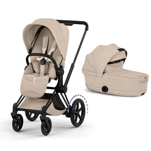 CYBEX e-Priam Style Single Pushchair-Strollers-Cozy Beige-Matt Black | Natural Baby Shower