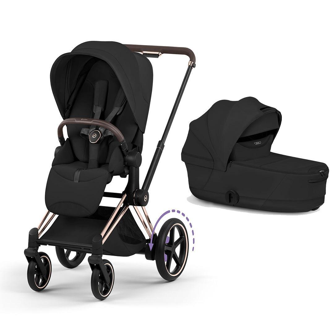 CYBEX e-Priam Style Single Pushchair-Strollers-Sepia Black-Rose Gold | Natural Baby Shower