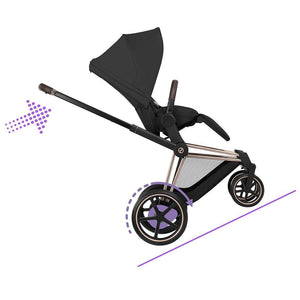 CYBEX e-Priam Comfort Pushchair & Foldable Carrycot - Sepia Black/Rose Gold-Strollers-Sepia Black/Rose Gold- | Natural Baby Shower