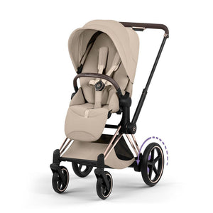 CYBEX e-Priam Style Single Pushchair-Strollers-Cozy Beige-Rose Gold | Natural Baby Shower