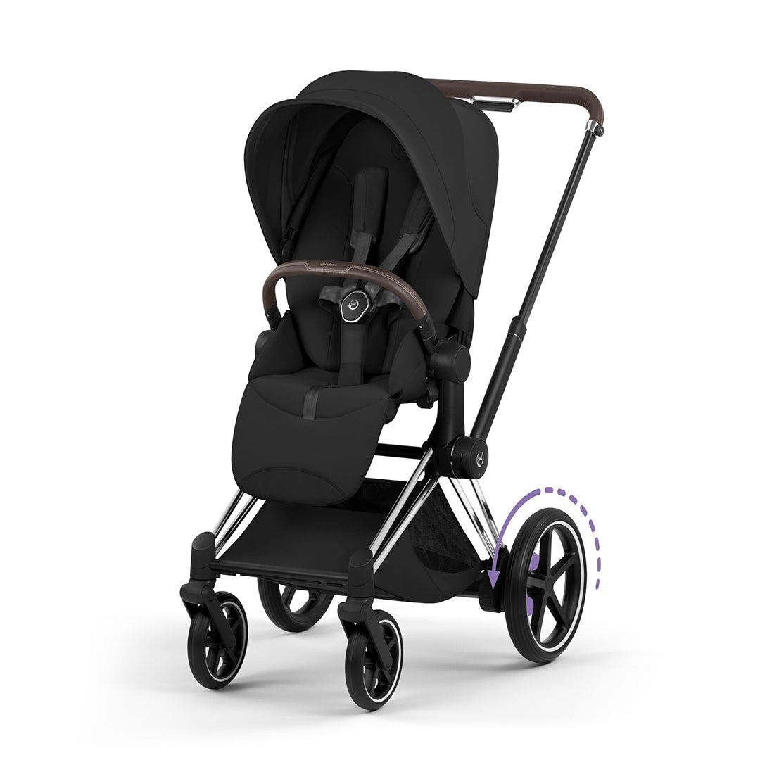 CYBEX e-Priam Style Single Pushchair-Strollers-Sepia Black-Chrome Brown | Natural Baby Shower