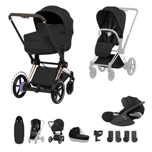 Cybex e-Priam Ultimate Accessory Bundle - Style Collection-Travel Systems-Sepia Black-Rose Gold | Natural Baby Shower