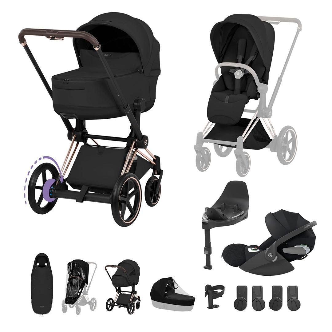 Cybex e-Priam Ultimate Accessory Bundle - Style Collection-Travel Systems-Sepia Black-Rose Gold | Natural Baby Shower