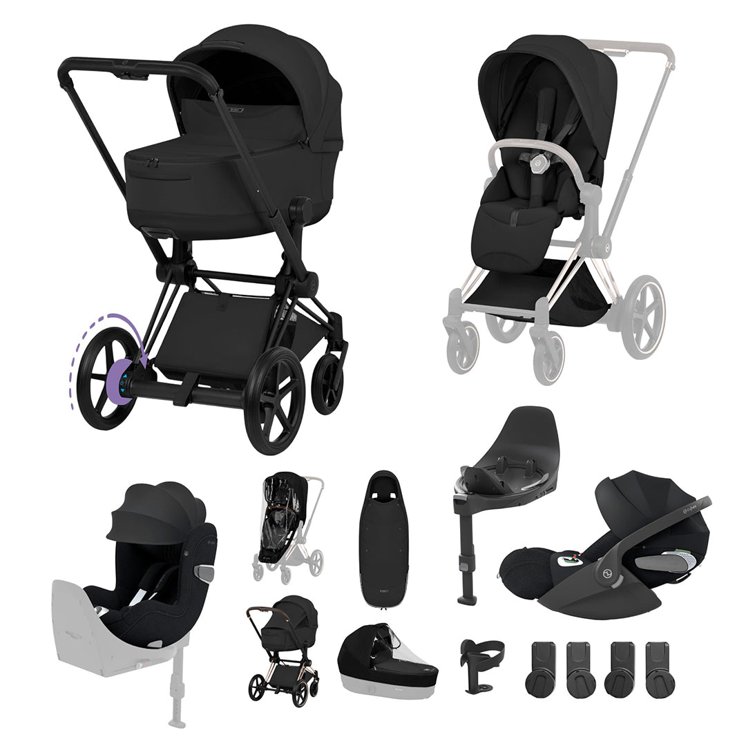 Cybex e-Priam Ultimate Birth & Beyond Bundle - Style Collection-Travel Systems-Sepia Black-Matt Black | Natural Baby Shower