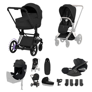 Cybex e-Priam Ultimate Birth & Beyond Bundle - Style Collection-Travel Systems-Sepia Black-Matt Black | Natural Baby Shower