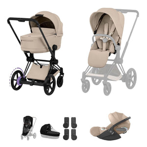 Cybex e-Priam Ultimate Bundle - Comfort Collection-Travel Systems-Cozy Beige-Without Base | Natural Baby Shower