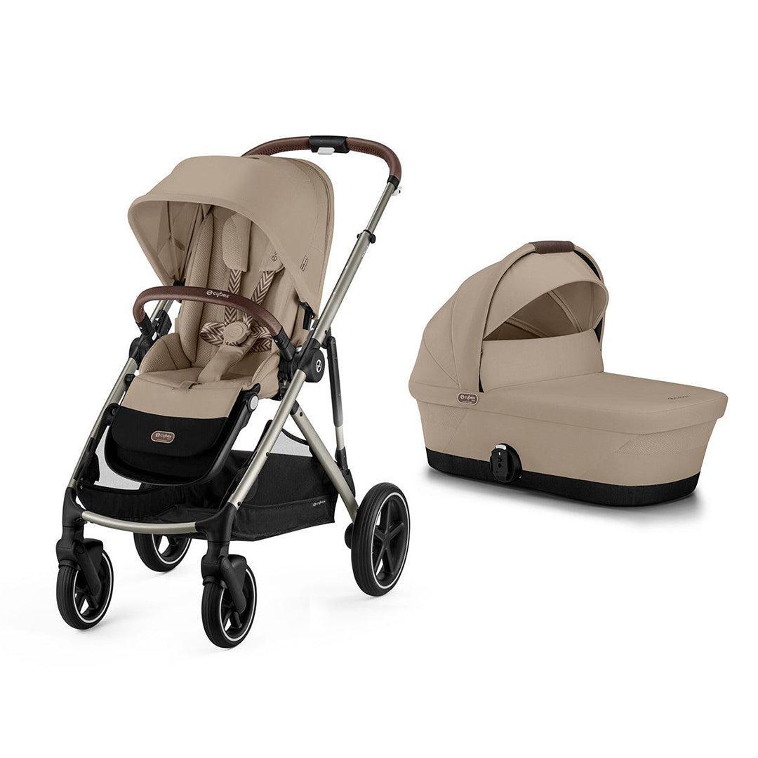CYBEX Gazelle S Pushchair - Almond Beige - Taupe-Strollers-Almond Beige-With Carrycot | Natural Baby Shower