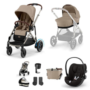 CYBEX e-Gazelle S + Cloud G Travel System-Travel Systems-Almond Beige/Black-No Base | Natural Baby Shower