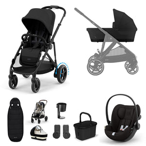 CYBEX e-Gazelle S + Cloud G Travel System-Travel Systems-Moon Black-No Base | Natural Baby Shower