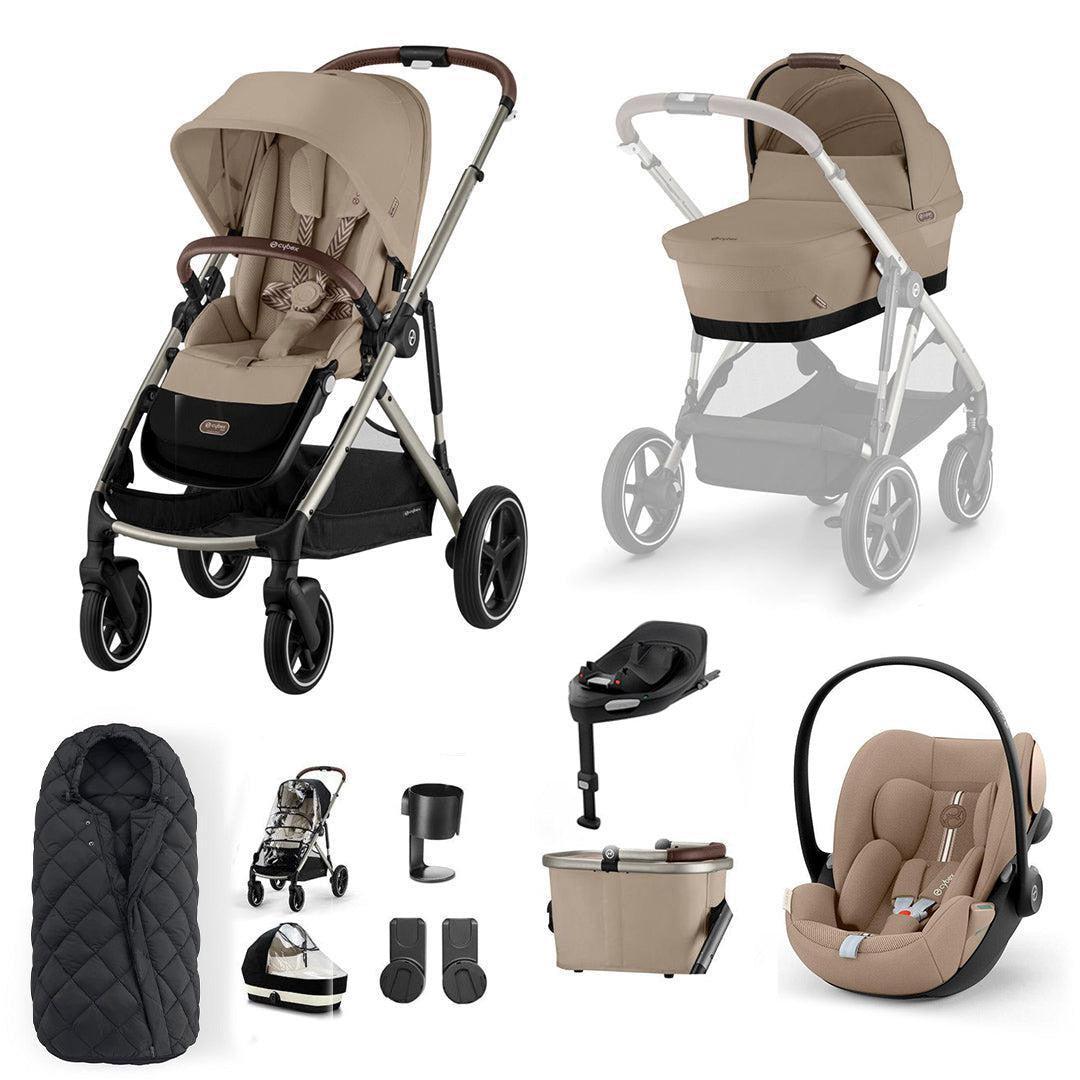 CYBEX Gazelle S + Cloud G Travel System-Travel Systems-Almond Beige-With Base | Natural Baby Shower